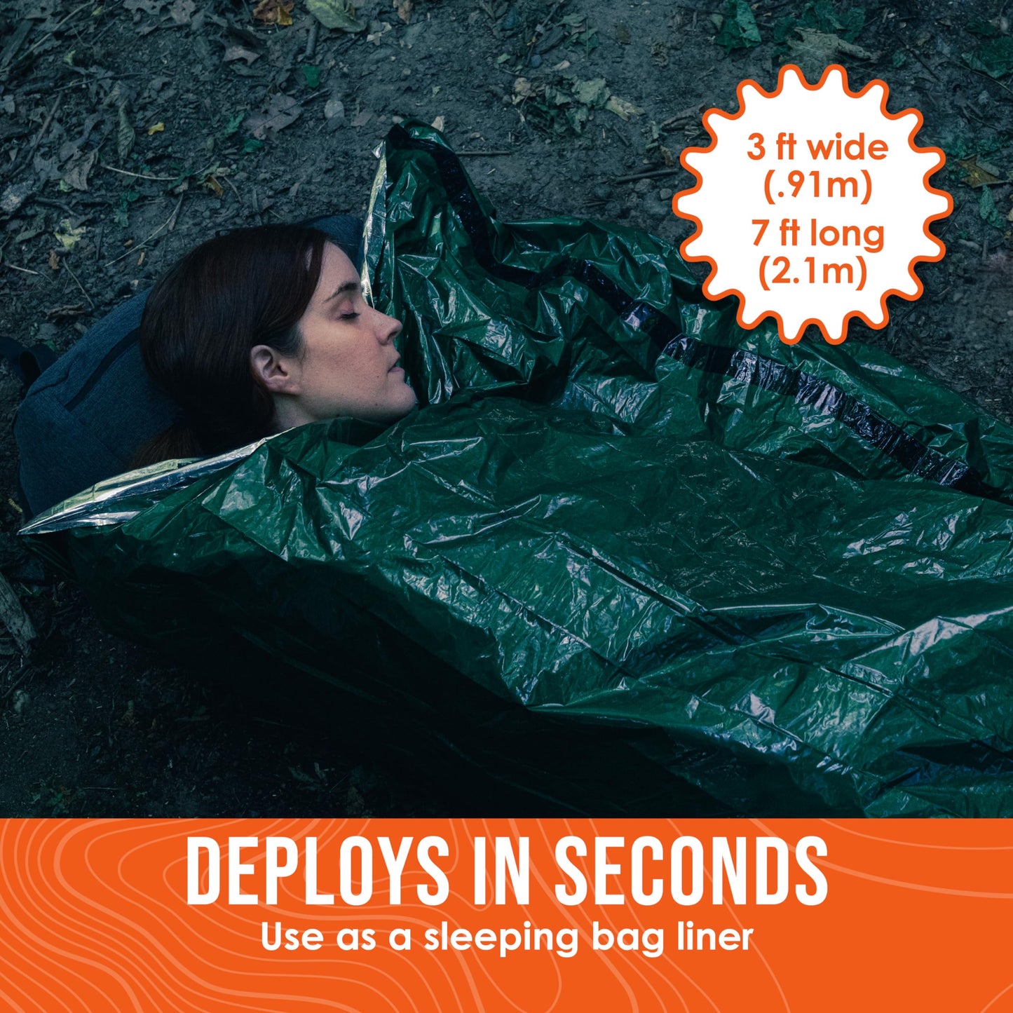 Go Time Gear Lightweight Bivy Sack - Emergency Bivy with 120 dB Whistle & Paracord - Thermal