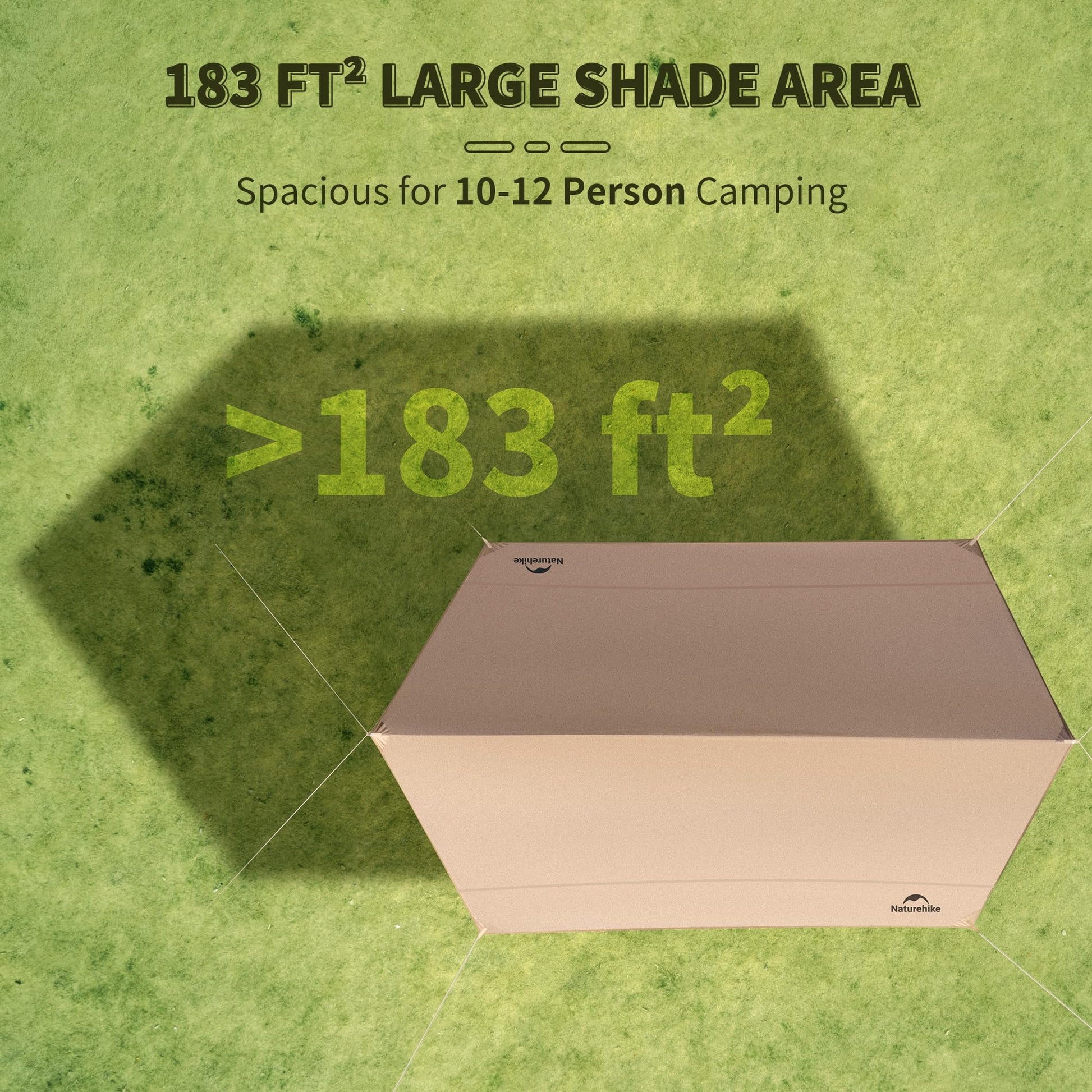 Naturehike Cloud Skies Camping Tent Tarp with Poles, Waterproof PU 18000mm+ Rain Shelter, Anti-UV