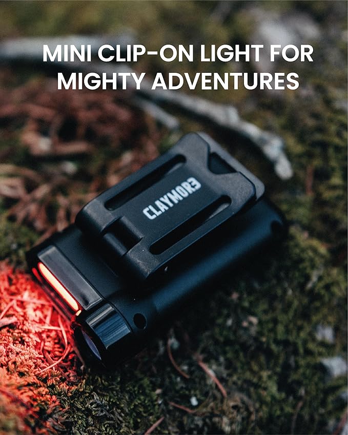 Claymore Capon 65A+ Black Ultra-Light Clip-On Cap Light ??USB-C Rechargeable 230LM LED Compact Headlamp | 3 Modes IP54 Water-Resistant Up to 19 Hrs Runtime for Camping, Running, Outdoor