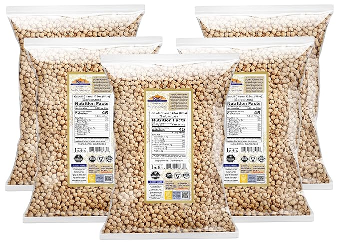 Rani Garbanzo Beans (Kabuli Chana) 128oz (8lbs) 3.63kg x Pack of 5 (Total of 40lbs) Bulk ~ All Natural | Vegan | Gluten Friendly | NON-GMO | Kosher | Indian Origin