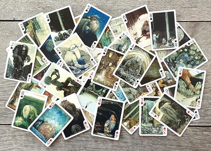 Scandinavian Troll Kingdom Playing Cards (Poker Deck 54 Cards All Different) Scandinavian Trolls Folklore Creatures and Enchanted Forest Scenes from Classic Fairy Tale Illustrations