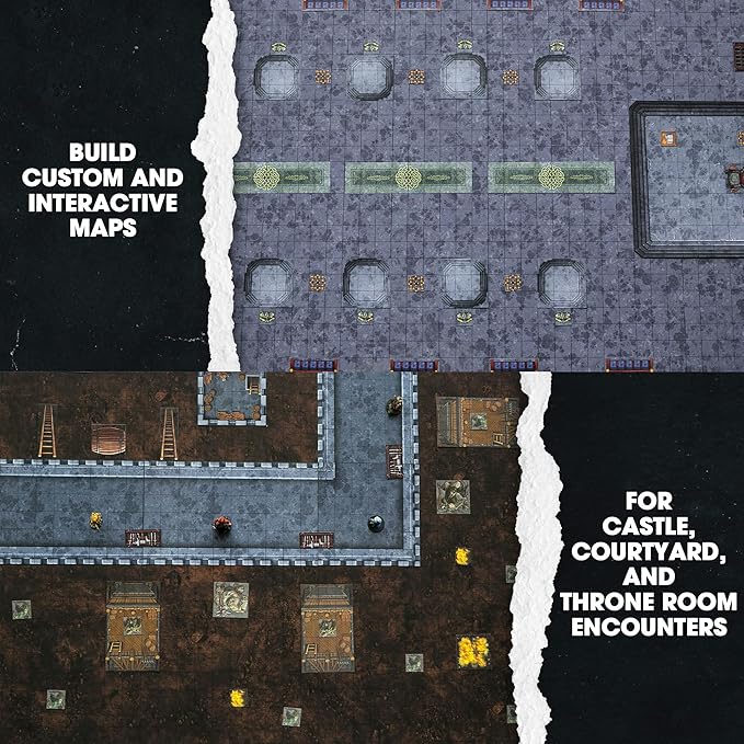 Dungeon Craft Castles & Keeps Terrain Set for DND & RPG Game - Adventure Games with 1000+ Double-Sided Dry/Wet Erase Tiles - Modular Castle Map Pieces for Tabletop Games & Battle Maps
