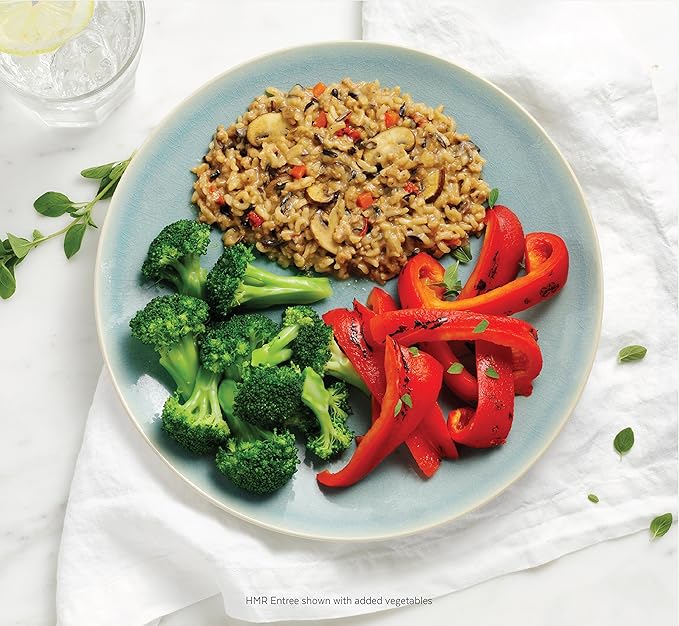 HMR Mushroom Risotto Entrée | Pre-packaged Lunch or Dinner to Support Weight Loss | Ready to Eat | Vegetarian | 12g of Protein | Low Calorie Food | 8oz Serving per Meal | Pack of 6
