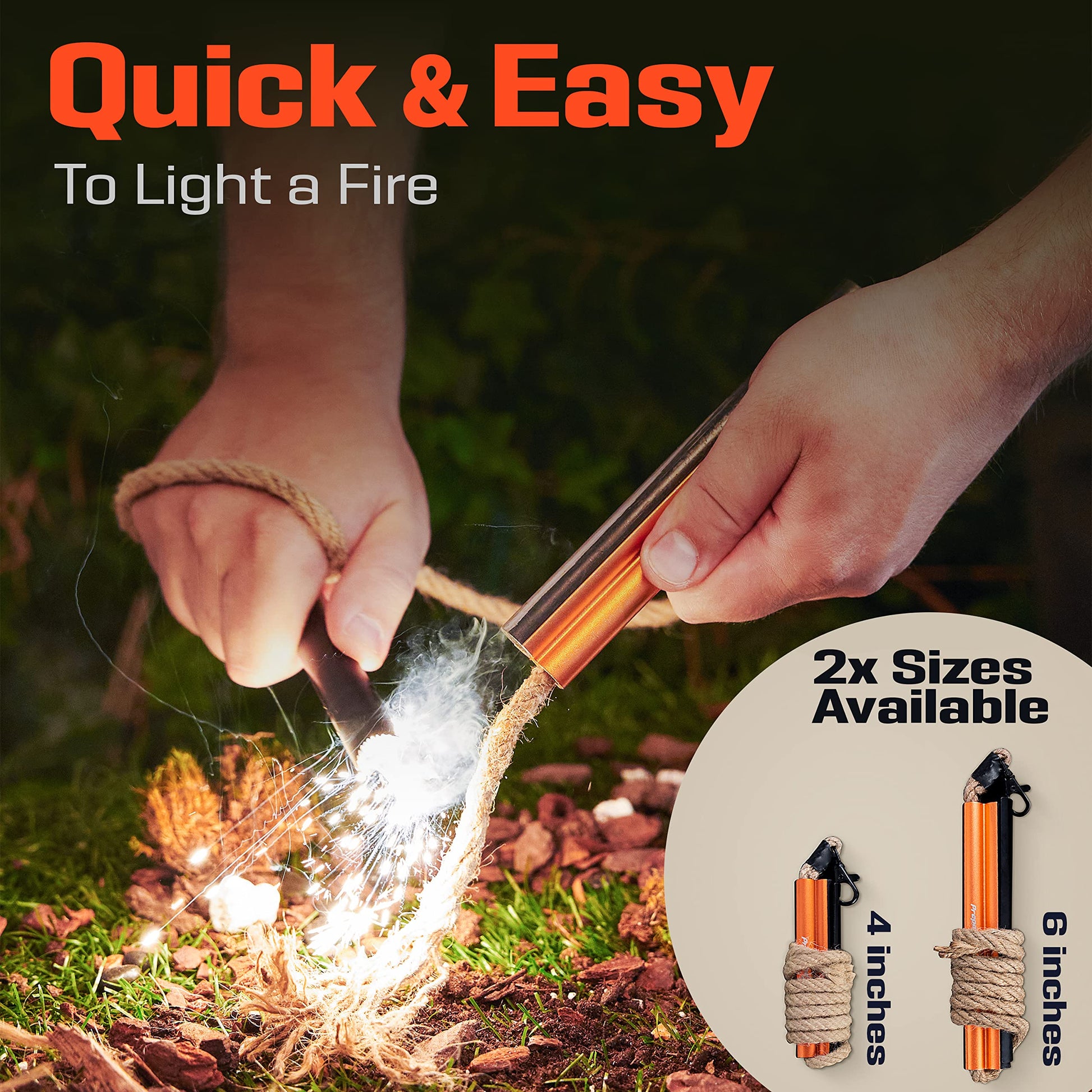 Fire Starter Survival Tool - All-in-One Patented Flint and Steel Fire Striker Kit - Ferro Rod Fire