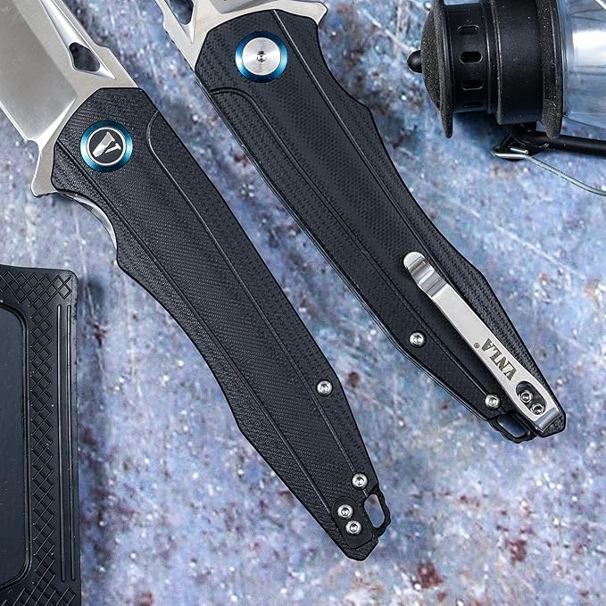 VNLA Folding Pocket Knife.with Flipper Opening,Sandvik 14C28N Blade, G10 Handle,with Pocket Clip,for Men Women,Sharp Outdoor Tool EDC Knives
