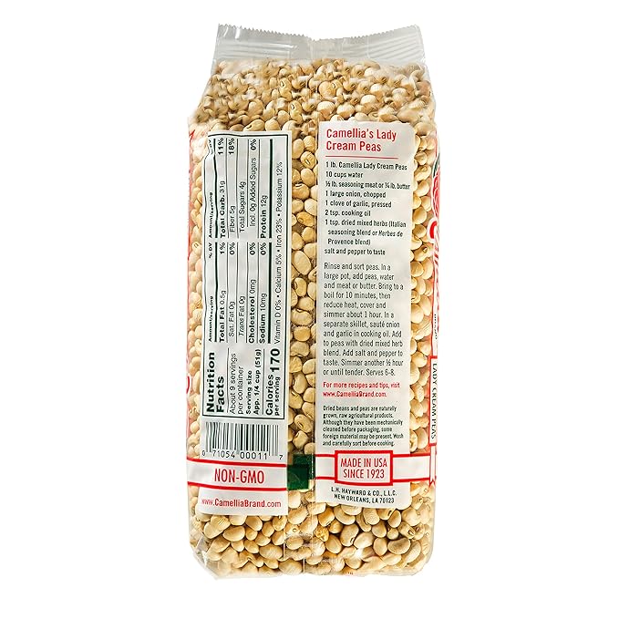 Camellia Brand Dried Lady Cream Peas – Premium Creamy Southern Peas for Traditional Southern Dishes, Succotash, Soups, Stews, Salads, and Vegetarian Meals – Non-GMO, Gluten-Free, High Protein 1 Pound (Pack of 6)
