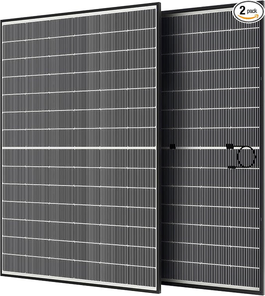 400 Watt Solar Panels, N-Type 16BB 2PCS 400W Bifacial Solar Panel, 25% High Efficiency Solar Module for Homes Rooftop Power Station Farm RV and Off-Grid Applications