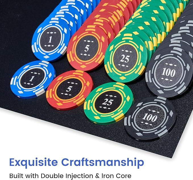 Poker Chips,400PCS 14 Gram Clay Poker Chip Set with Deluxe Travel Case, Numbered Chips,Poker Set for Texas Holdem Blackjack Gambling.