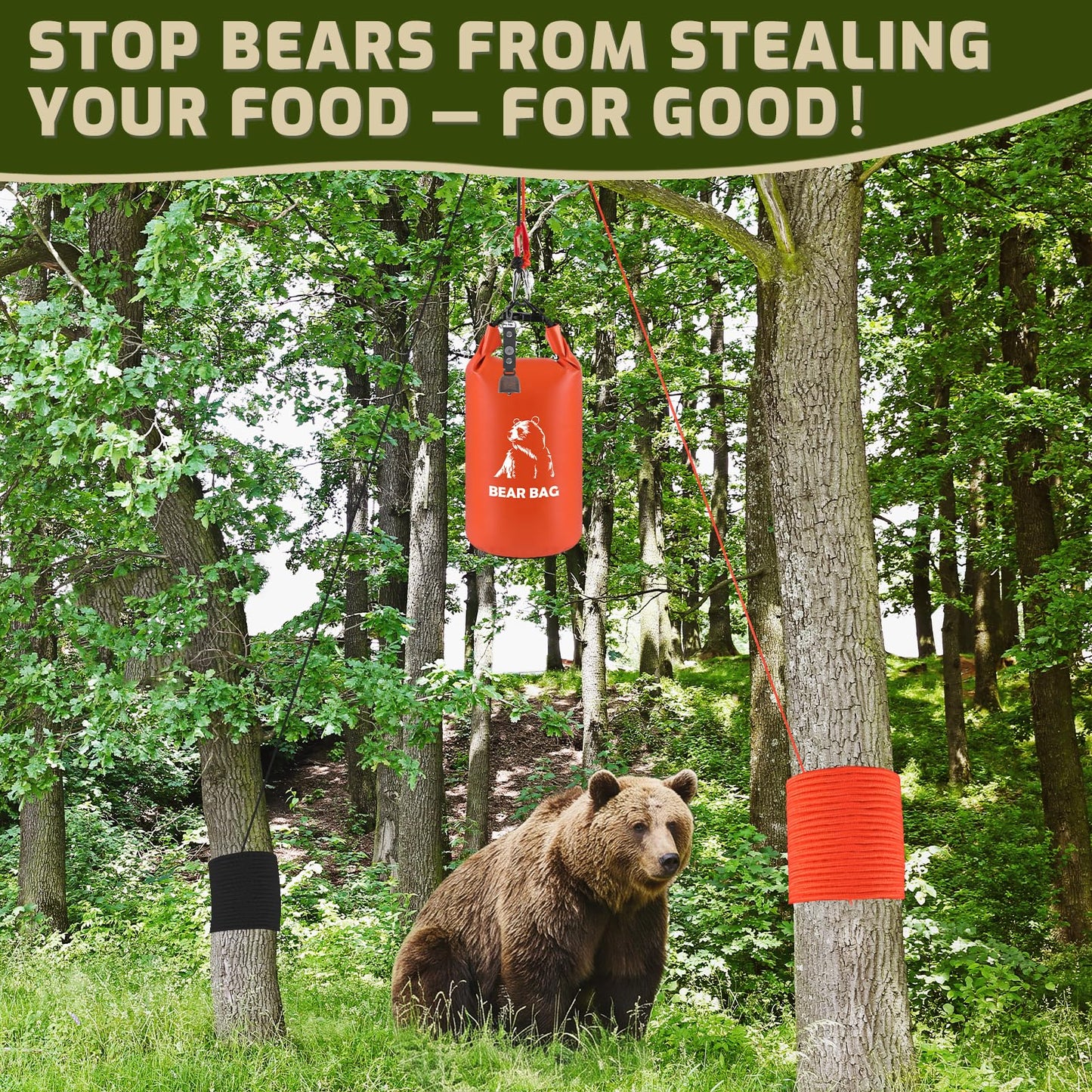 10L Bear Bags for Food Backpacking, Waterproof Bear Bag Hanging Kit, Orange
