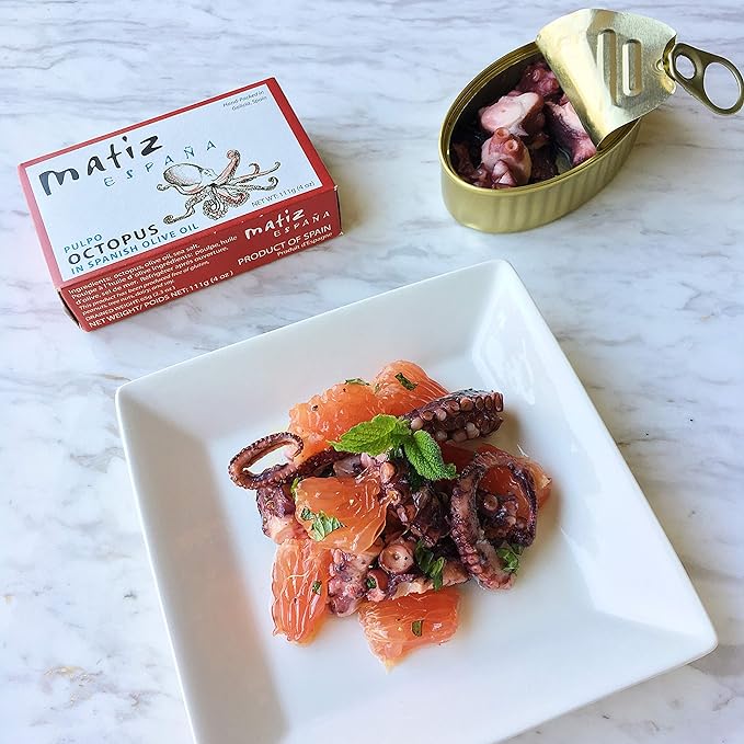 Matiz Pulpo Wild-Caught Pulpo Spanish Octopus in Olive Oil 4.0 Oz, (5 Pack)