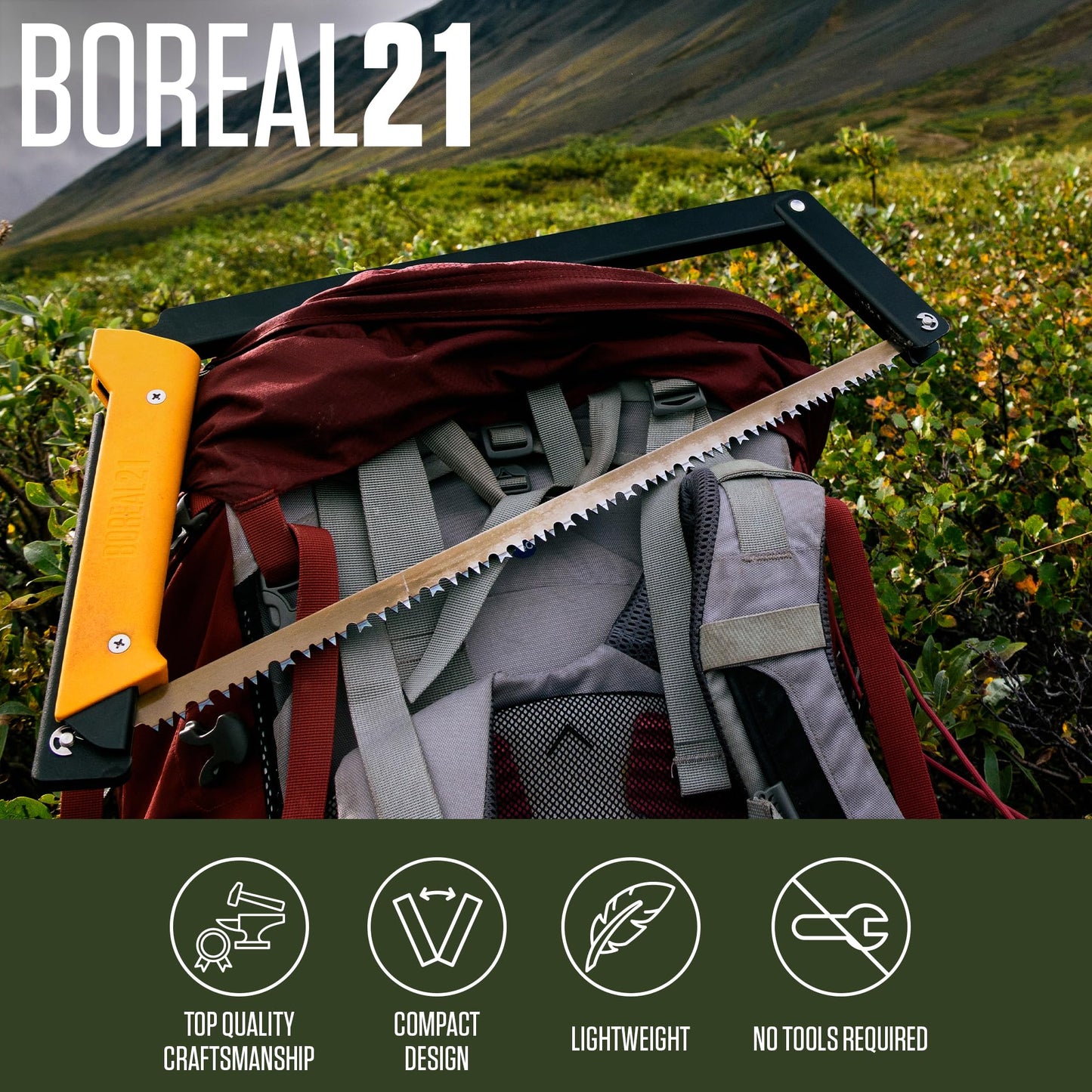 AGAWA - BOREAL21-21 Inch Folding Saw with All-Purpose Saw Blade - Camping Gear For Hiking, Fishing