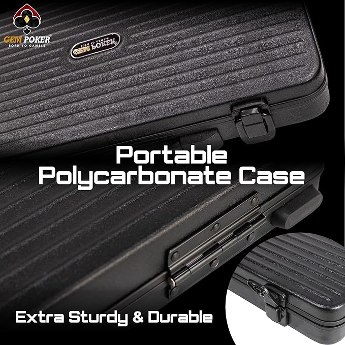 Luna 14 Gram Clay Poker Chips Set for Texas Hold’em, 300PCS Numbered Chips, Features a High-end Carrying Case with Strong Eva Foam Inside and German Polycarbonate Shell