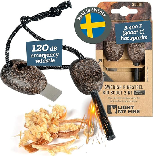 Light My Fire Flint Fire Starter Ferro Rod Survival Tool Scout — Fire Steel Bushcraft Gear — Flint and Steel Magnesium Fire Starter Kit — 2-in-1 Fire Starters for Campfires — 3,000 Strikes