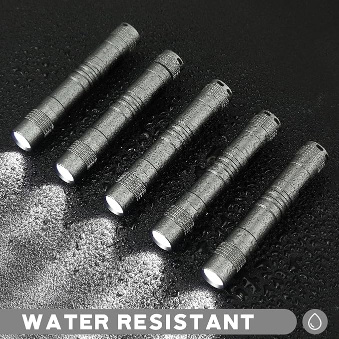 Hortsun 10 Pcs Mini Flashlight Bulk LED Pen with Pocket Small Flashlight with Clip for Outdoor Father's Day Gift for Men(3.54 Inch,Grey)