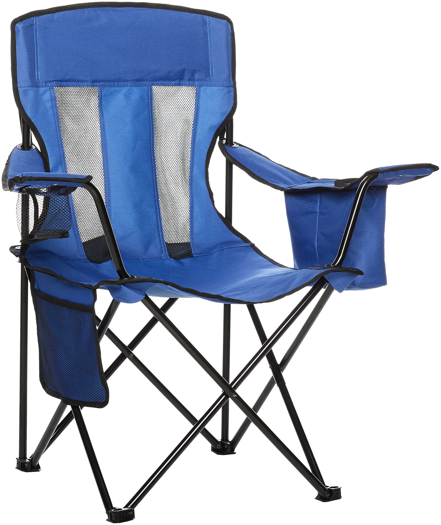 Amazon Basics Portable Folding Camping Chair with 4-Can Cooler, Side Pocket, Cup Holder, and Carry
