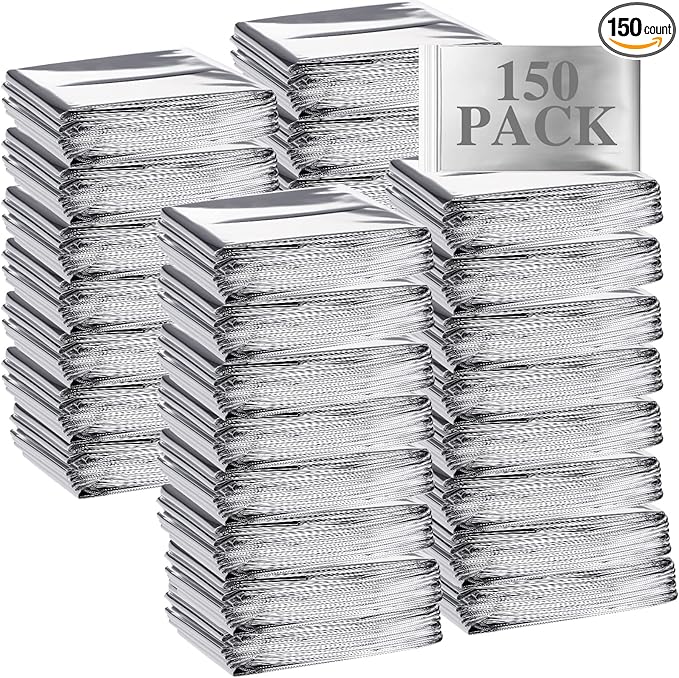 Macarrie Emergency Blanket Bulk - Survival Thermal Silver Foil Reflective Blankets Set Pack for Outdoors Shelter Space, Camping, Hiking, First Aid Supplies, Homeless Donations
