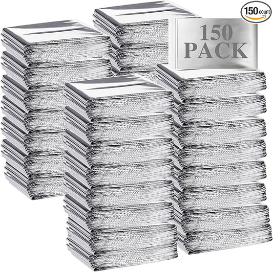 Macarrie Emergency Blanket Bulk - Survival Thermal Silver Foil Reflective Blankets Set Pack for Outdoors Shelter Space, Camping, Hiking, First Aid Supplies, Homeless Donations