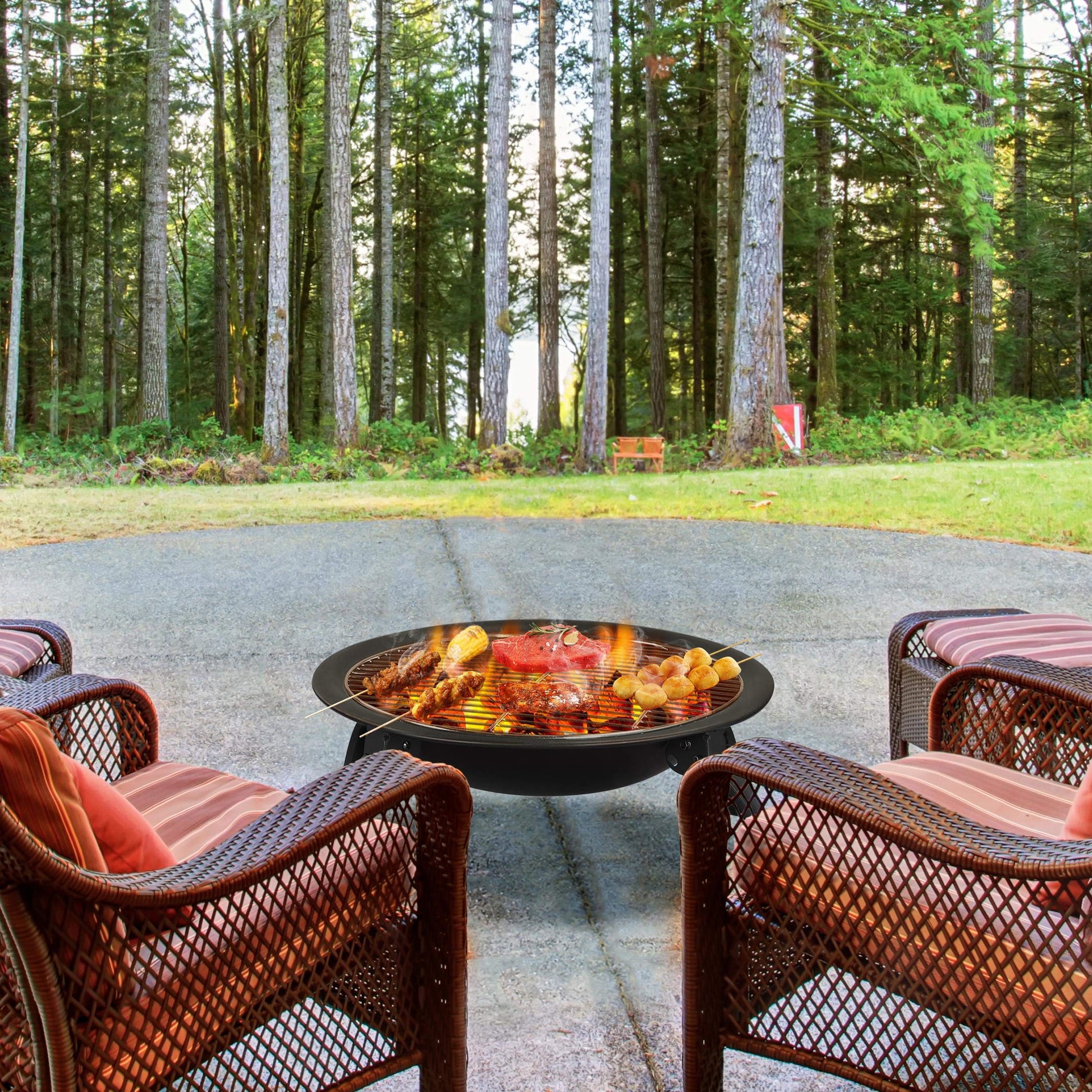 Yaheetech 21inch Fire Pit Portable Folding Steel Fire Bowl Garden Treasures Fire Pit for Outside