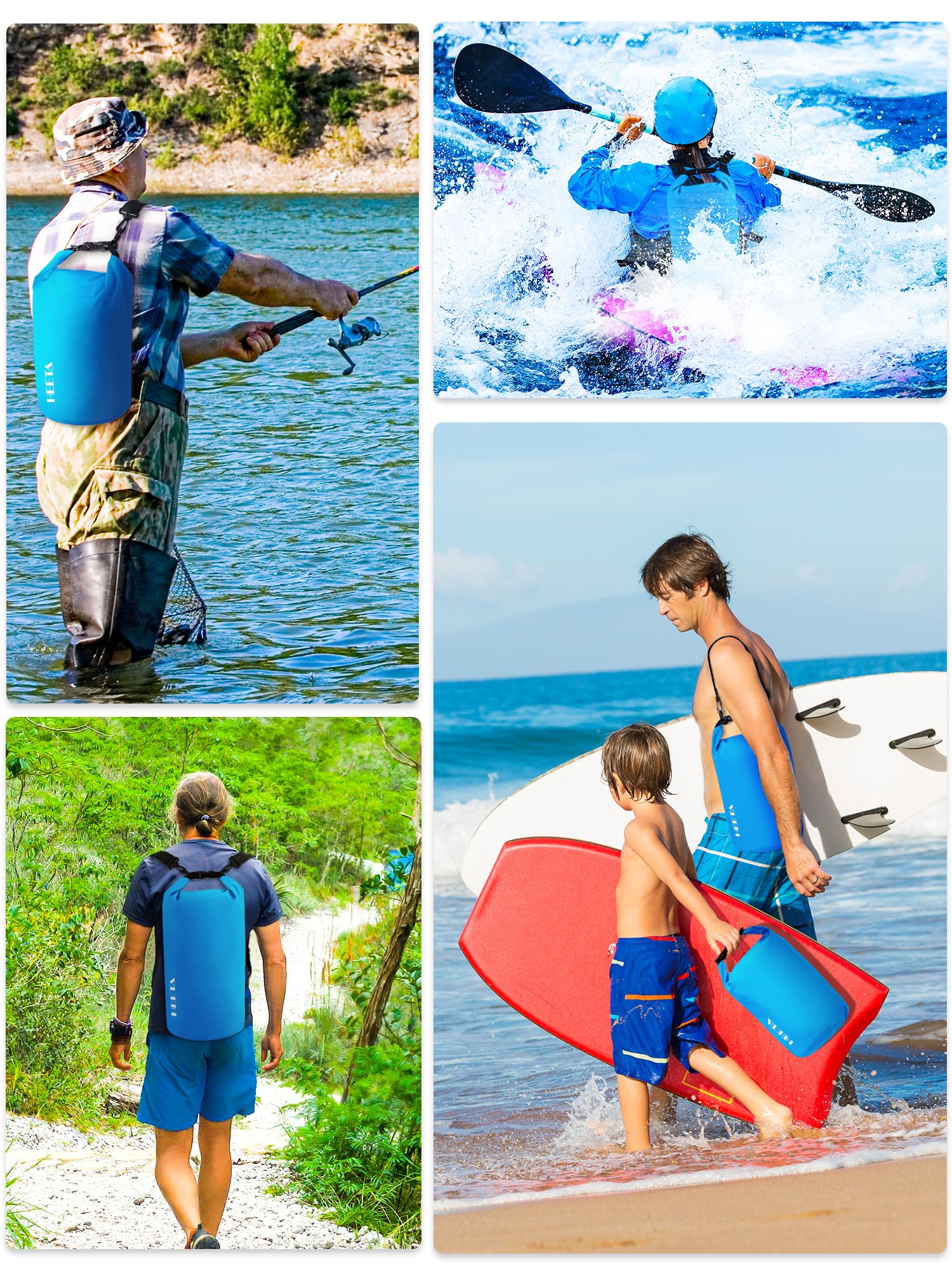 HEETA Waterproof Dry Bag for Women Men, Roll Top Lightweight Dry Storage Bag Backpack with