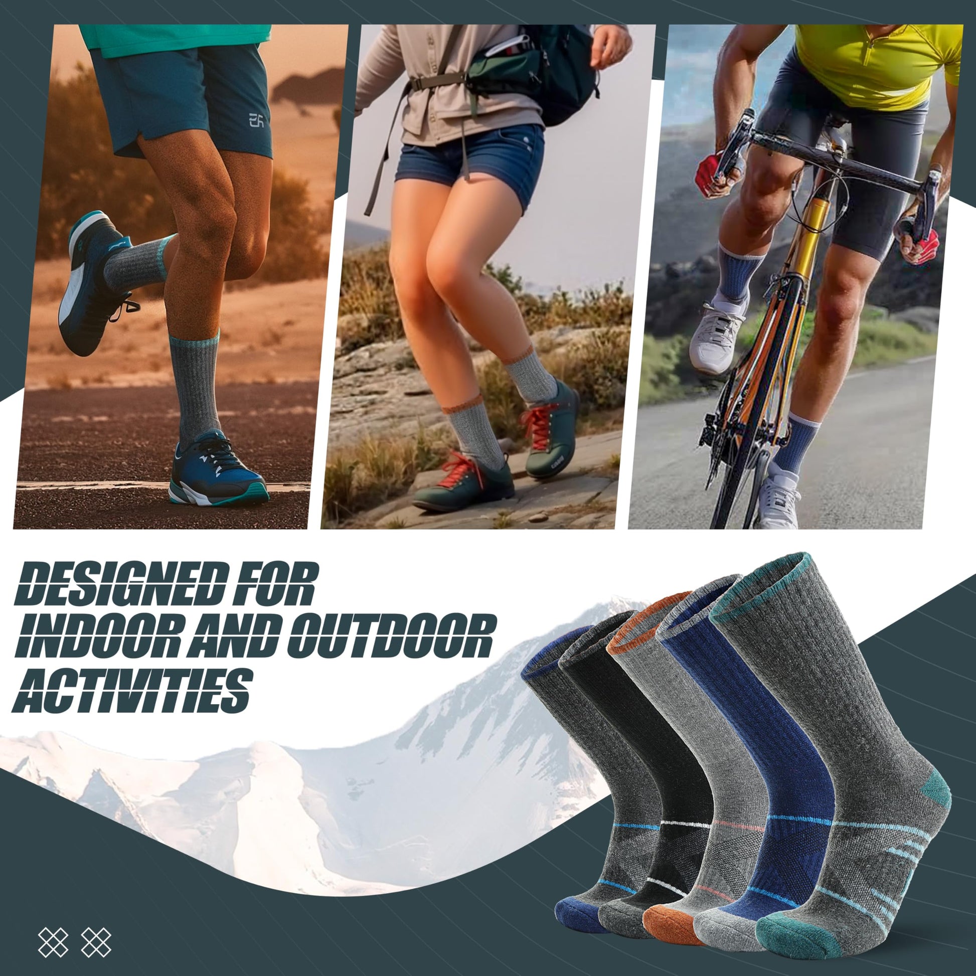 ANTSANG Merino Wool Hiking Socks, Crew Boot Work Socks for Men Women
