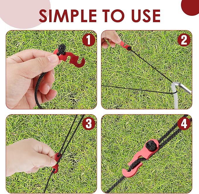 40PC Rope Tensioner, Aluminum Alloy S - Shaped Rope Tightener with Three - Eye Opening, Outdoor Camping Tent Rope Buckle, Ideal for Tent Tie Downs, Clothesline Tightening & Hiking Accessories