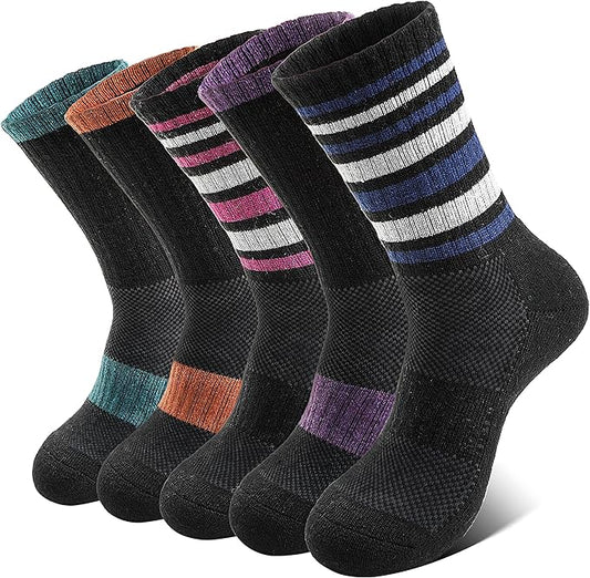 Anlisim Merino Wool Hiking Socks for Women Thermal Winter Warm Boot Work Cushion Socks 5 Pairs