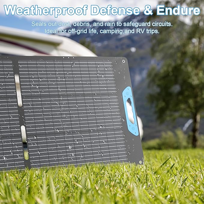 220W Portable Solar Panel for Power Station, 23.5% High Efficiency ETFE Foldable Solar Panels Charger, Fast Installation with Kickstands, IP67 Waterproof for RV, Outdoor Camping, Off Grid Blackouts