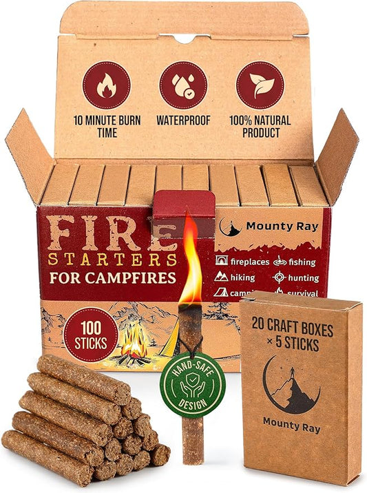 100 pcs Fire Starters for Campfires ??Waterproof??All-Weather Fire Starters ??for Indoor & Outdoor Use