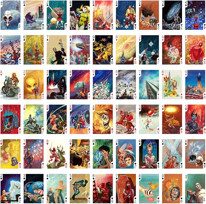 SCI FI Art Playing Cards (Poker Deck 54 Cards All Different) Vintage Sci Fi Comic Covers Art