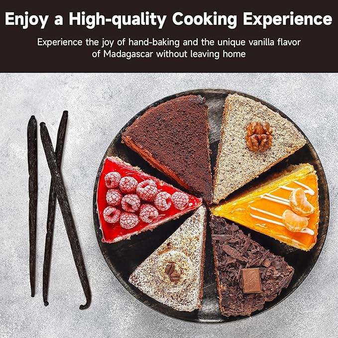 SPICEEL Organic Madagascar Vanilla Beans Grade A Vanilla Pods for Making Extract, Whole Vanilla Beans for Baking, Gluten Free, Non-GMO, Kosher, 6 Counts