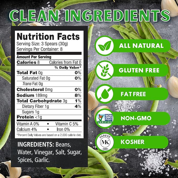 Foster's Pickled Green Beans in a Jar, Original, 16oz, 2 Pack, Traditional Pickled Vegetables Recipe for over 40 years, Low Calorie Snack, Gluten Free, Fat and Preservative Free Pickles