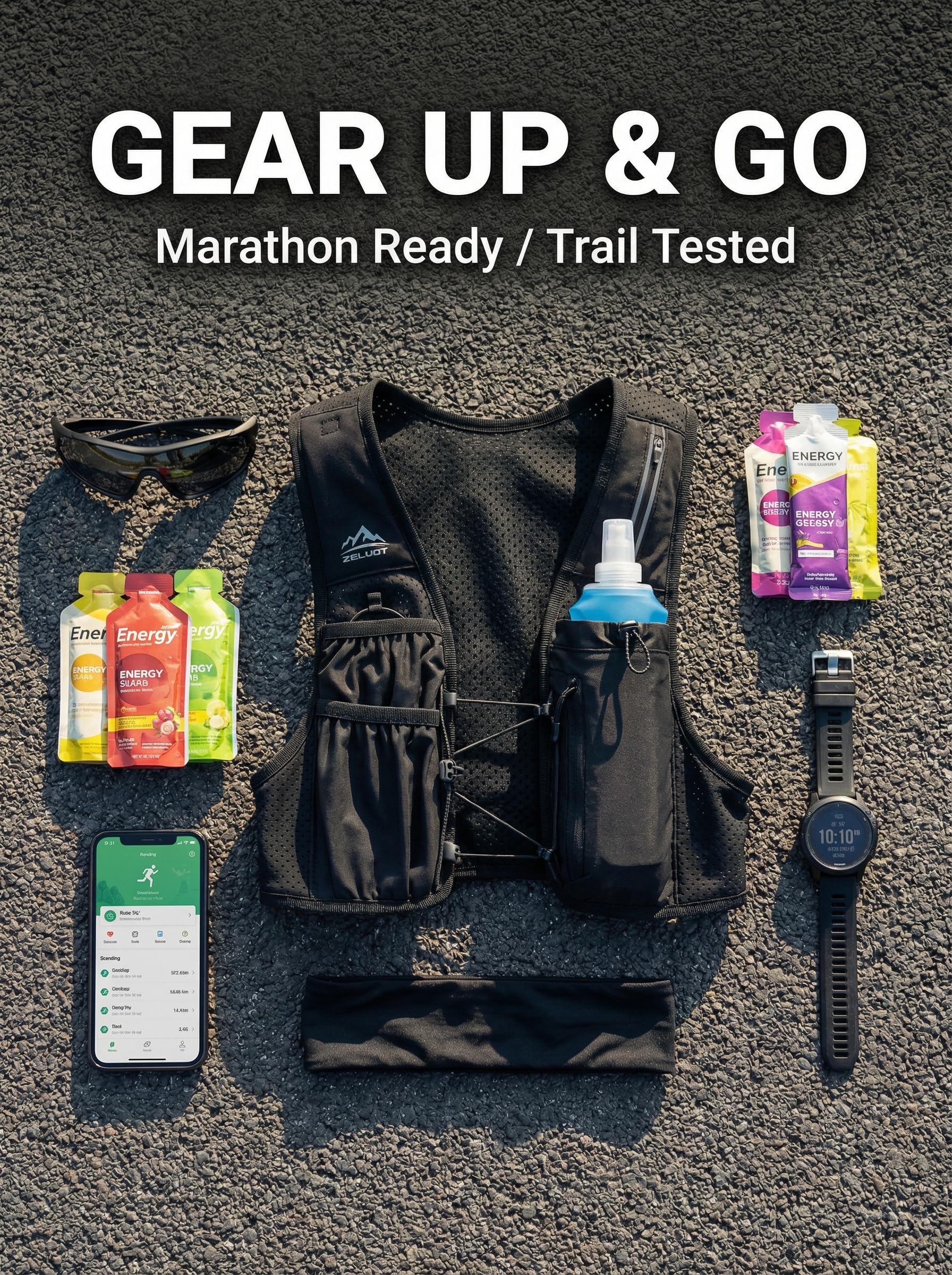 Zelvot Running Vest for Women Men, USA Original Patent, Adjustable Chest Straps Running Hydration