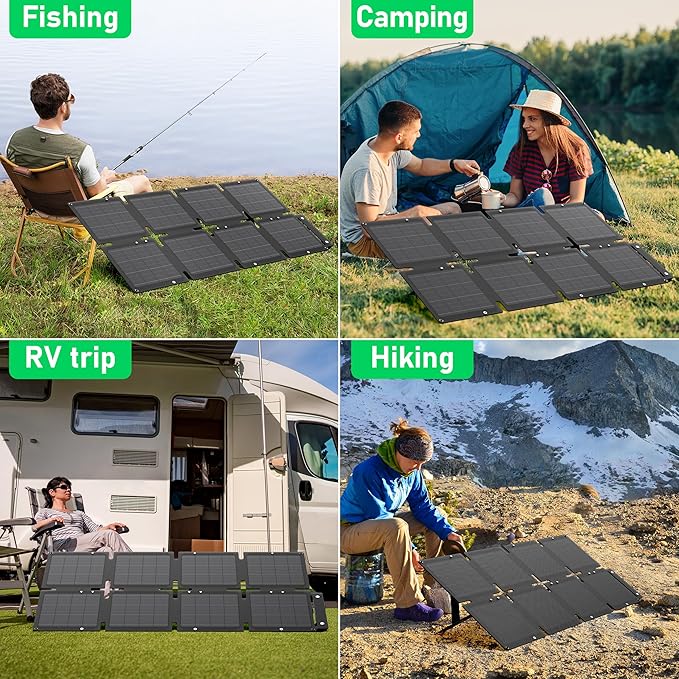 Portable Solar Panel 60W, Monocrystalline 24.8% High Efficiency Foldable Solar Panel, USB C Solar Charger IP65 Waterproof for Camping RV Backpacking Outdoor Use