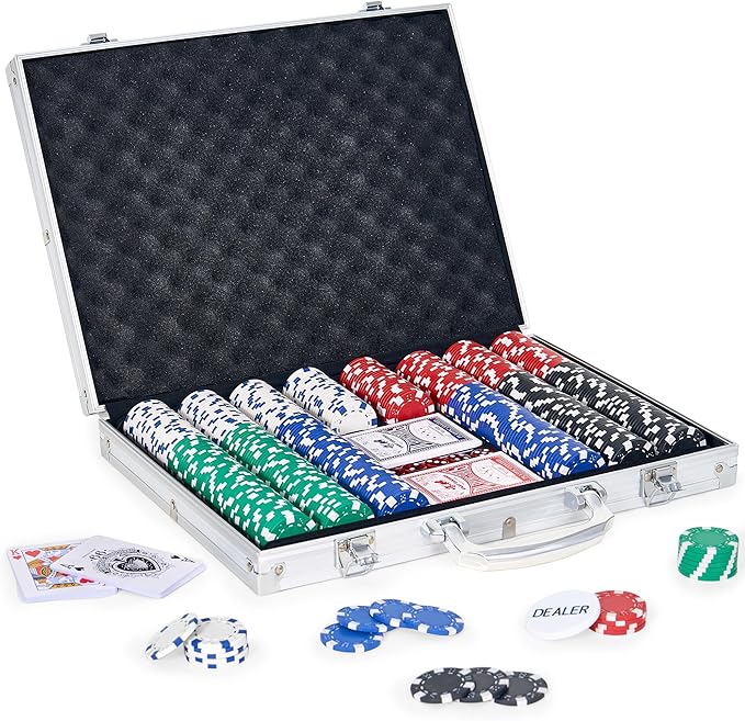 Poker Chips,500PCS Poker Chips with Aluminum Travel Case,11.5 Gram Chips for Texas Holdem and Blackjack Gambling.