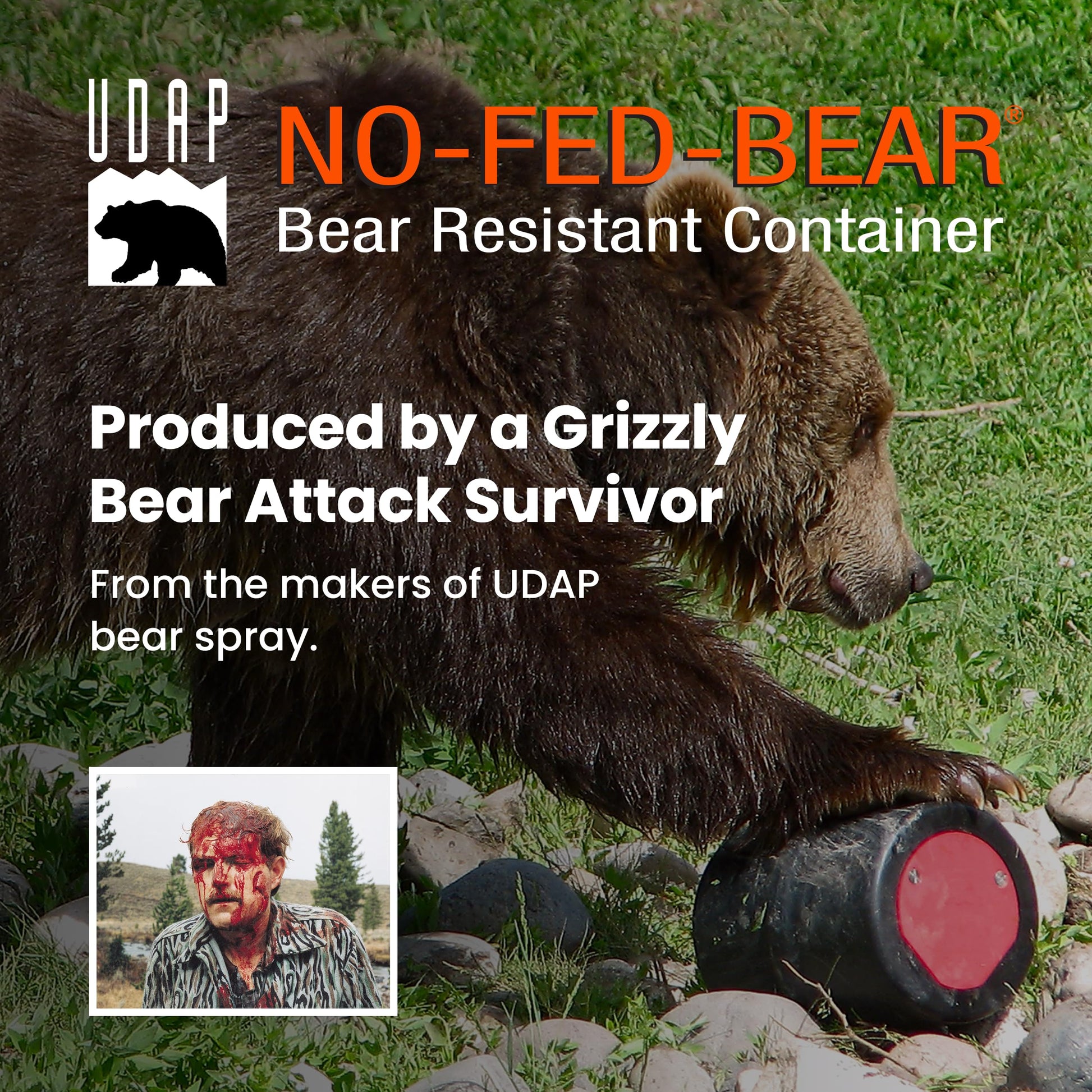 NO-FED-BEAR UDAP Bear Resistant Canister, Hiking Camping Backpacking Hunting Food Storage Container