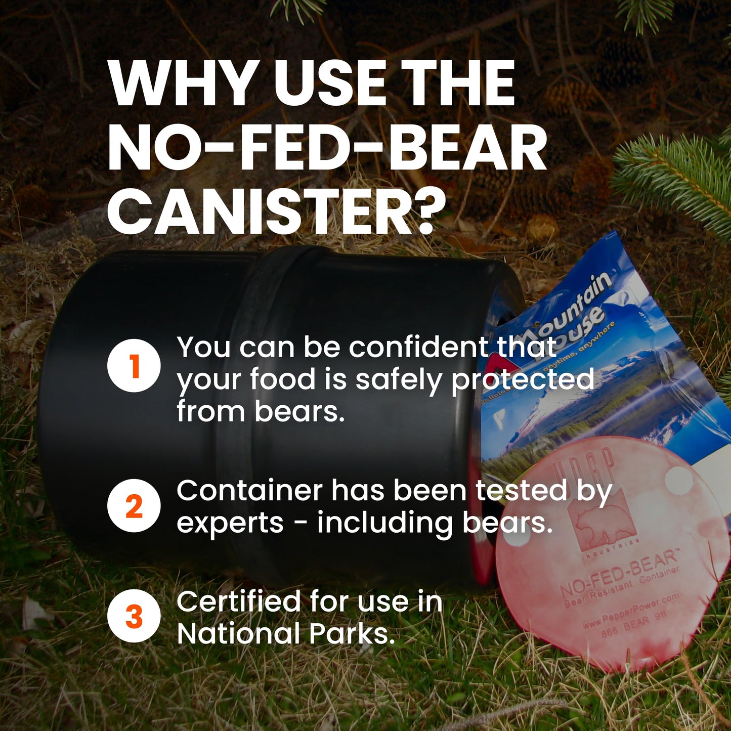 NO-FED-BEAR UDAP Bear Resistant Canister, Hiking Camping Backpacking Hunting Food Storage Container
