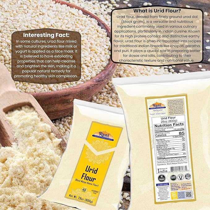 Rani Urid/Urad Flour (Black Matpe Beans Flour) 28oz (1.75lbs) 800g ~ All Natural | Vegan | Gluten Friendly | NON-GMO | Kosher | Indian Origin