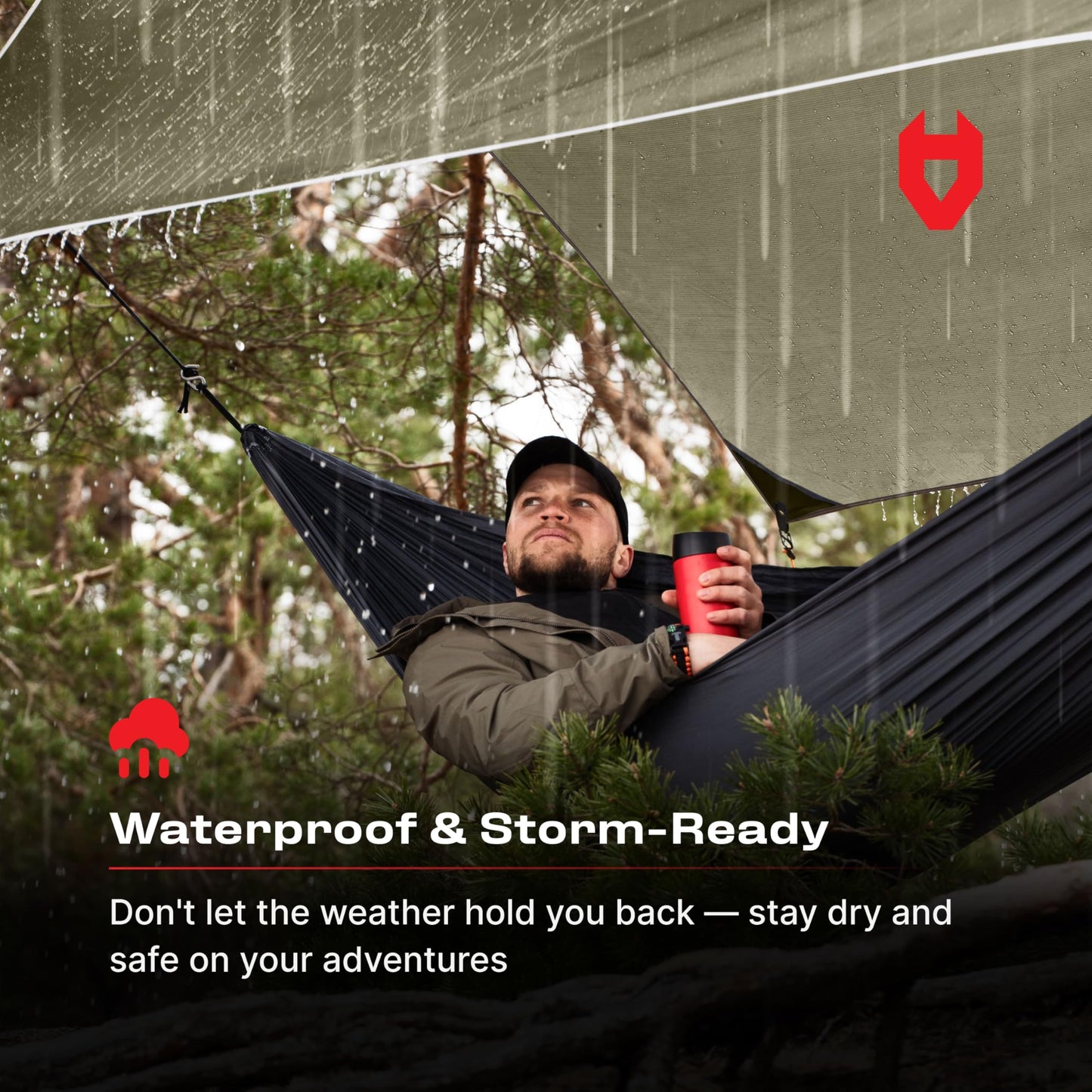 Rain Fly 12x10 Lightweight Survival Camping Tarp; 100% Waterproof; Makes a Great Backpacking Tarp
