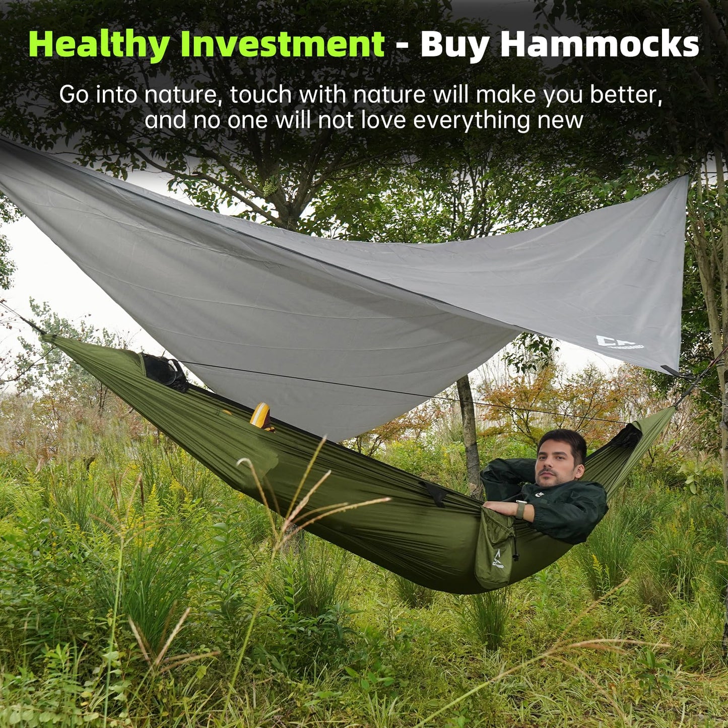 CROSSHIP Camping Hammock with Mosquito Net, Underquilt & Rain Fly Tarp