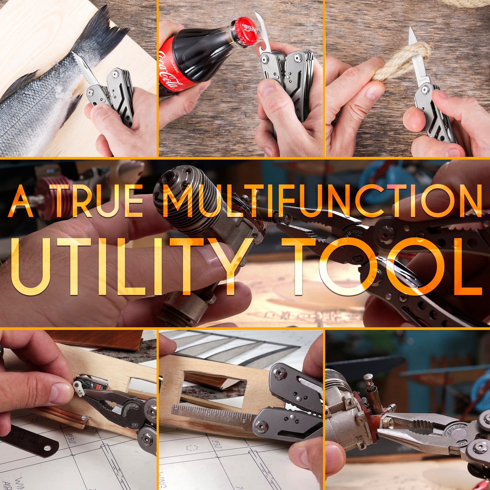 24-in-1 Multitool with Knife, Pliers & 11 Bits Sharp Stainless Steel - Multi Tool for Men - Ideal