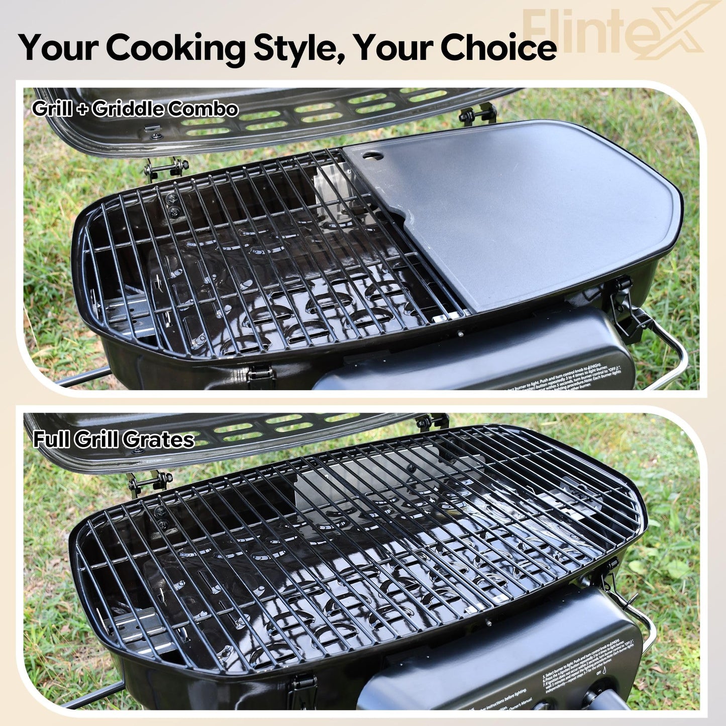 Flintex Portable Propane Gas Grill, 2-Burner Foldable Grill, 340 sq.in.