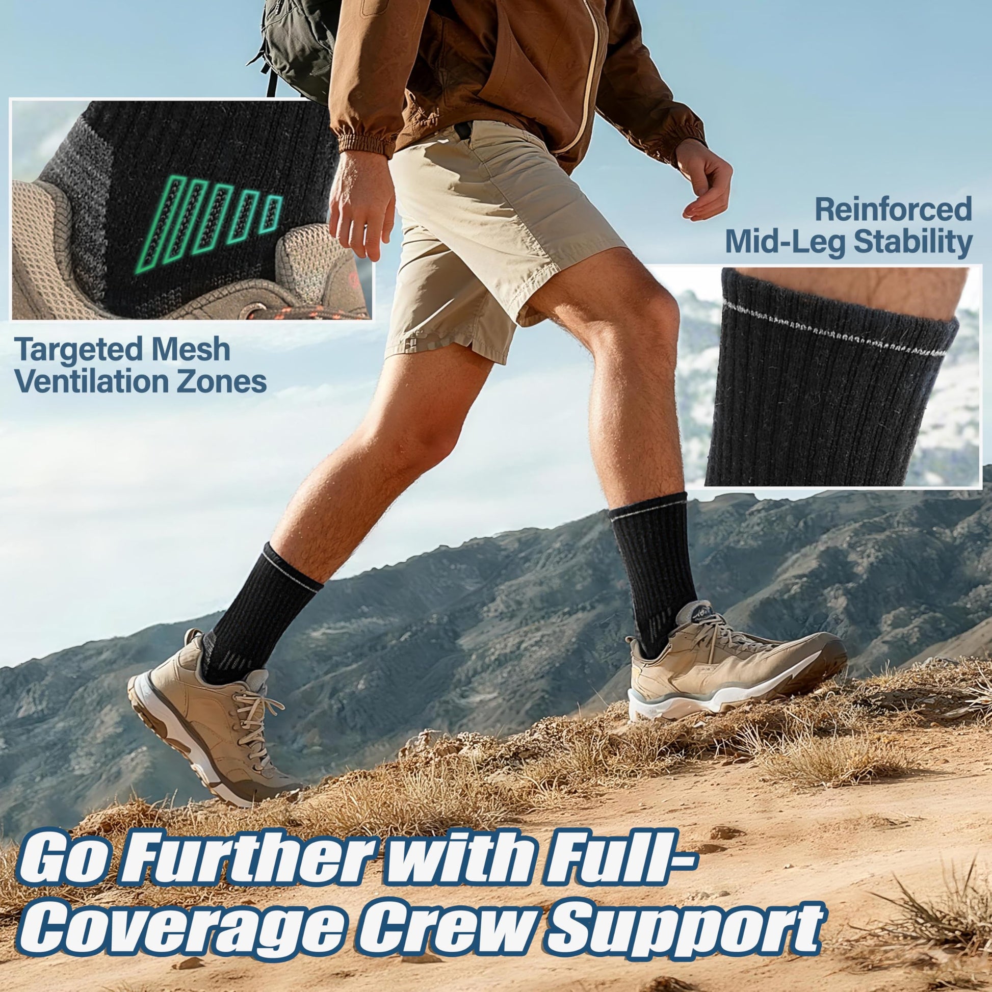 ANTSANG Merino Wool Hiking Socks, Enhanced Breathability, for Men and Women