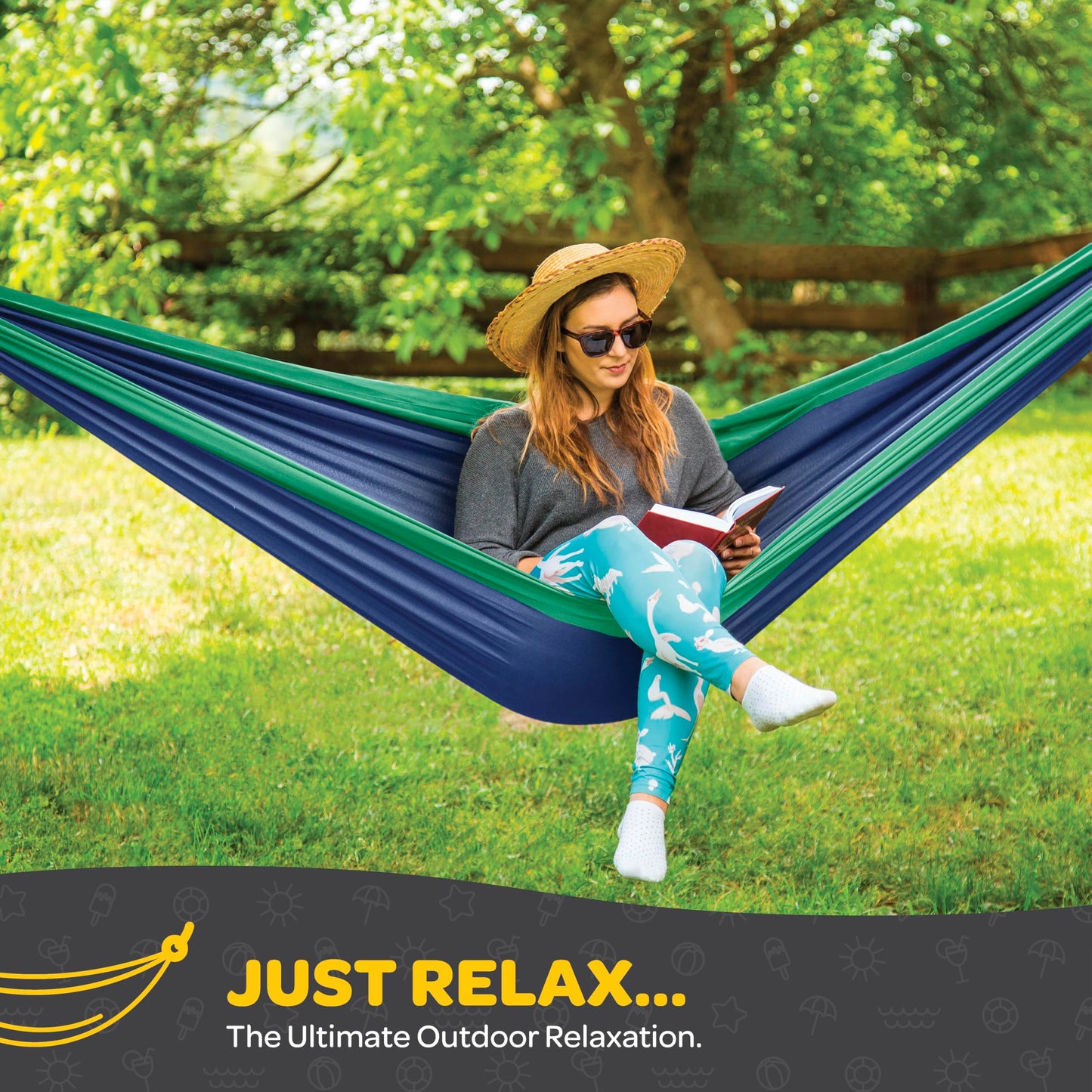 Durable Hammock 400 lb Capacity, Nylon Camping Hammock Chair - Double or Single Sizes w/Tree Straps