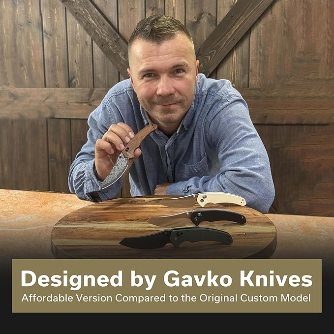 CIVIVI Sixgill Folding Pocket Knife for EDC, 3.41'' Damascus Blade Guibourtia Wood Handle, Deep Carry Reversible Clip, Gift for Men Women C24050-DS1