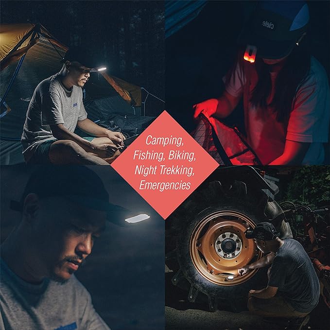 Claymore Capon 40B Black Clip-On Cap Light ??USB-C Rechargeable 230LM LED Headlamp | 3 Light Modes 180° Adjustable Beam IP54 Water Resistant Up to 12 Hrs Runtime for Camping, Running, Outdoor