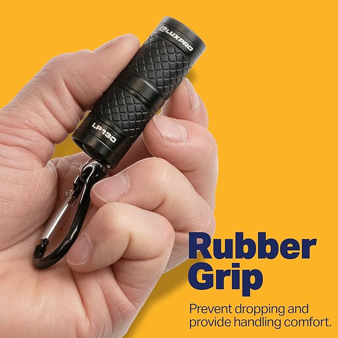 LUXPRO 40 Lumen Keychain Focus Mini LED Flashlight - Features Aircraft-Grade Aluminum and Rubber Grip - Gift for Kids with a Matching Carabiner Clip - Batteries Included - 4 Pack