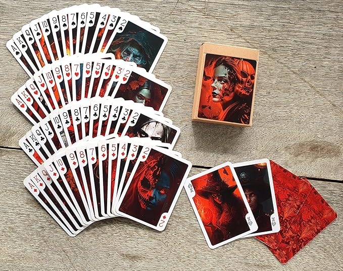 Gothic Halloween Playing Cards (Poker Deck 54 Cards All Different) Gothic Witches at Halloween Night Thriller Halloween Posters