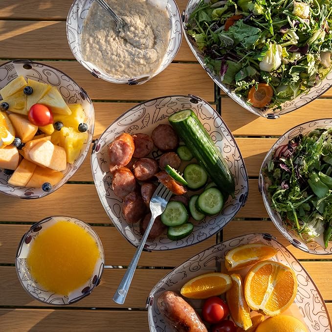Collapsible Bowl Set of 12 Pieces, Portable Food Grade Camping Plates Tableware, Plastic Folding Bowls For Outdoor Family Travel Picnic(5.9 * 6.1 * 1.5in)