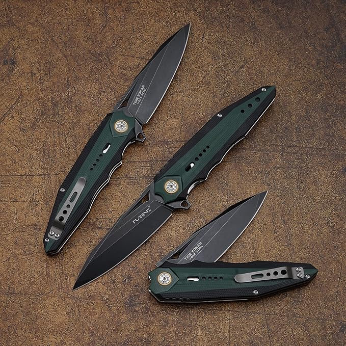 outdoor folding pocket knife 3.7 inch VG10 Steel Blade, G10 handle, titanium clip, EDC fin multi-purpose hunting knife, suitable for outdoor camping, hiking and fishing portable knife