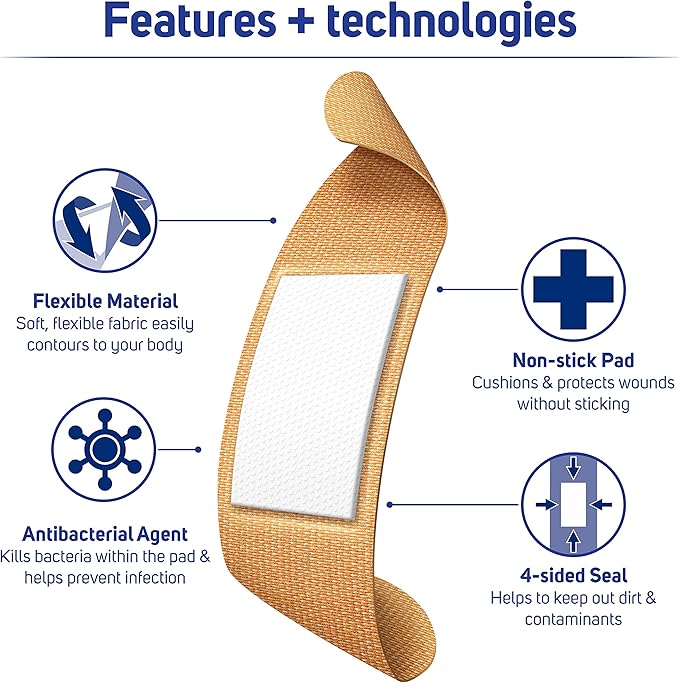 Care Science Variety Bandages Pack, 300 ct Bulk Assorted Sizes | Includes Active, All-Purpose, Waterproof, Heavy-Duty | Breathable Protection for First Aid